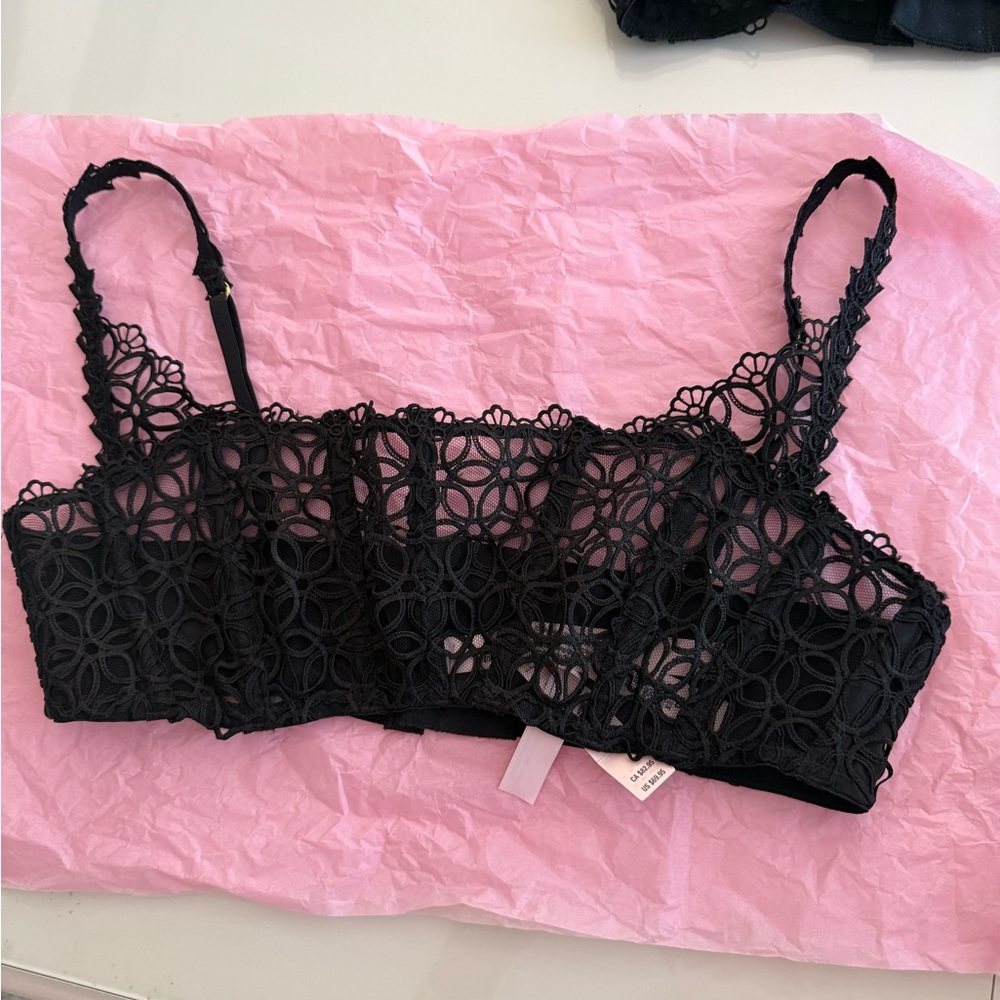 Victoria's Secret Black Floral Lace Bralette
